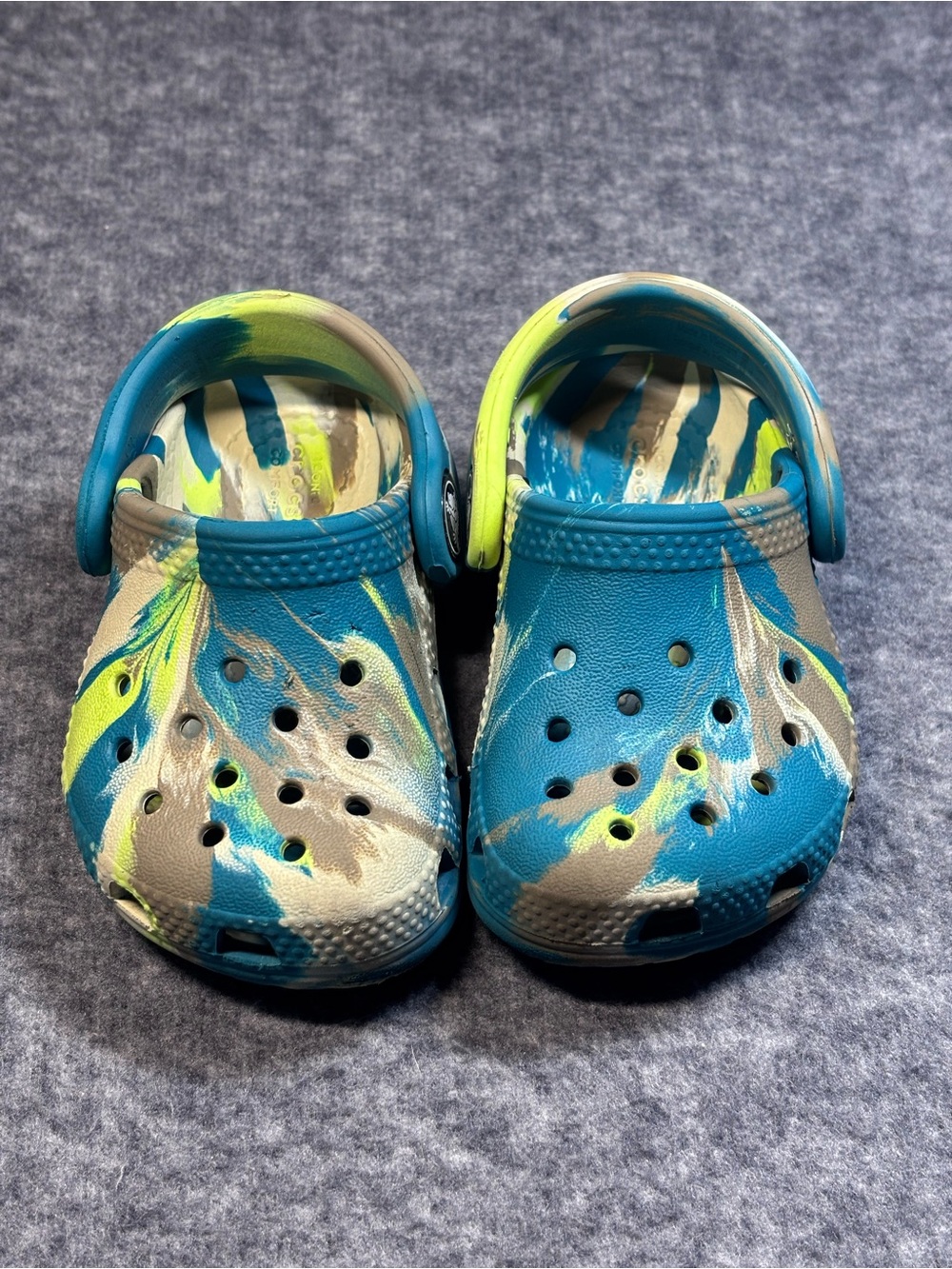 CROCS Kids Marbled Blue, Yellow & Beige
